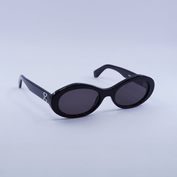 Off-White OERI13G EDISON 1007 Sunglasses Black Oval Frame, Grey Lenses main image 9